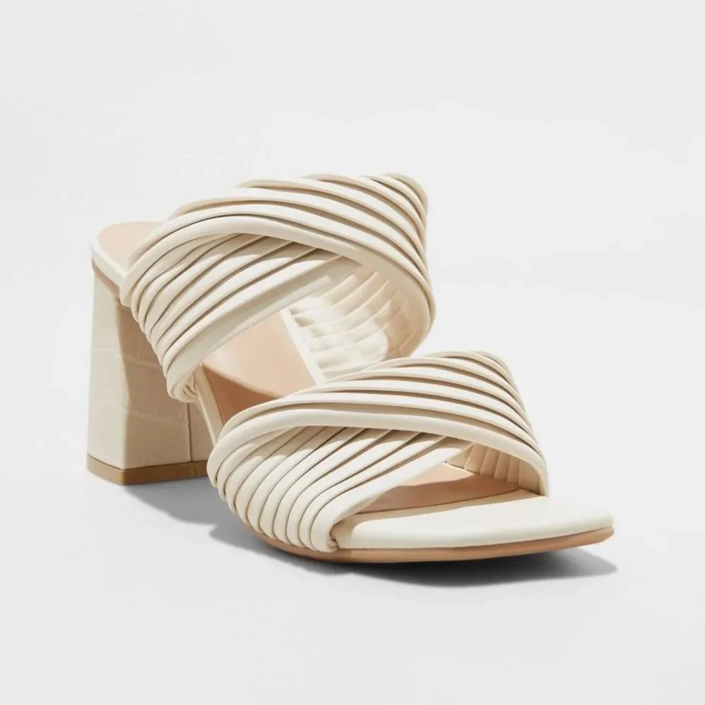 Women's Jessa Mule Heels - A New Day Cream 7.5 - Picture 1 of 3